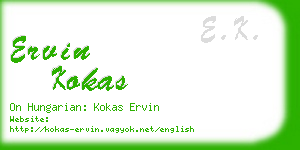 ervin kokas business card